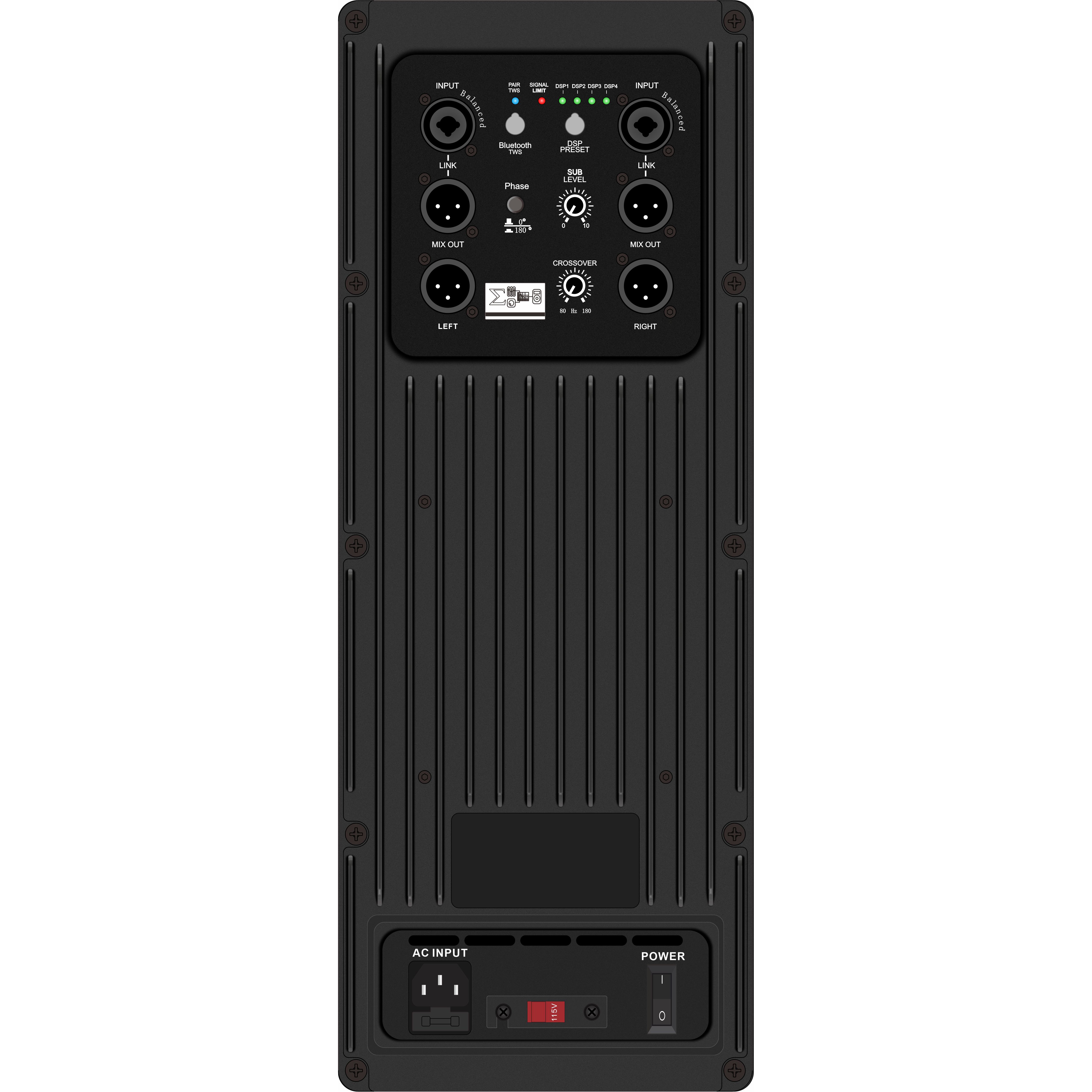Subwoofer DSP zosilňovač s napájaným DSP1804SUB