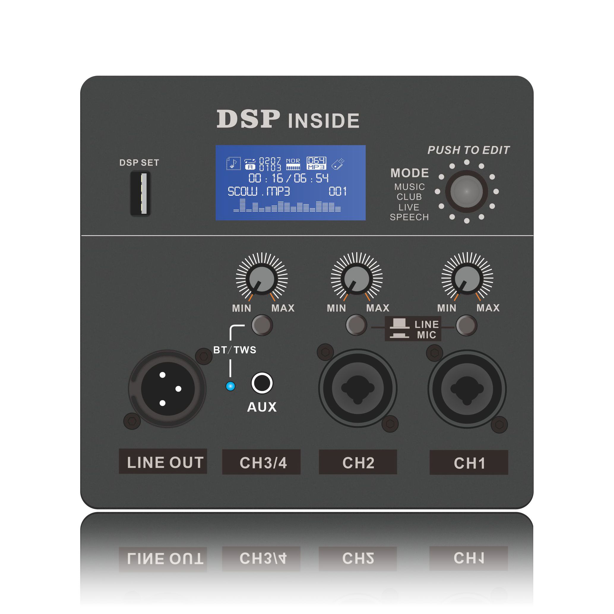DSP1801: Aktívny plnofrekvenčný reproduktor DSP funkčný modul založený na ADAU1701