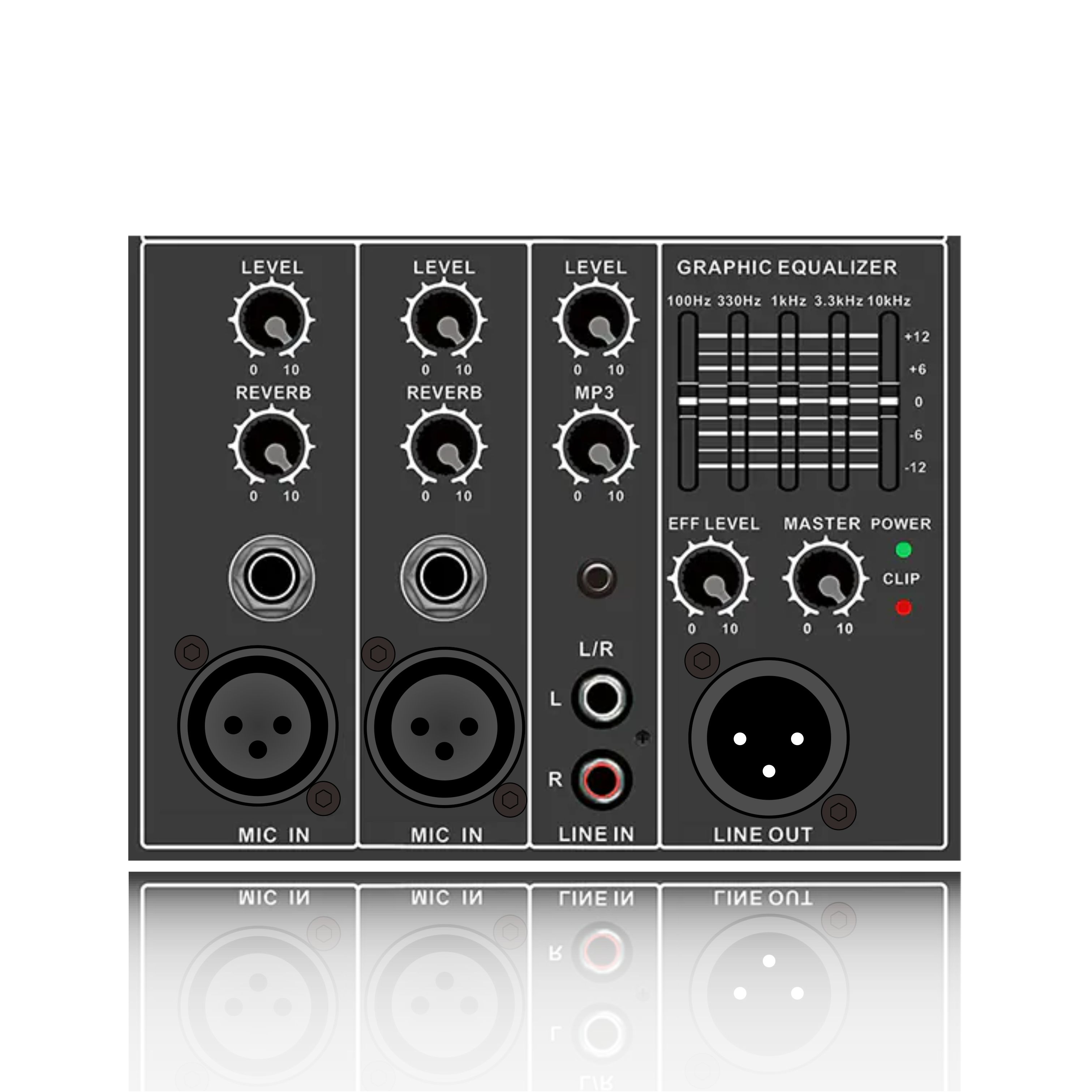 PL26: Jednotlivý mikrofónový kanál Echo Control Master Effect Electrical Frequency Division Funkčný modul