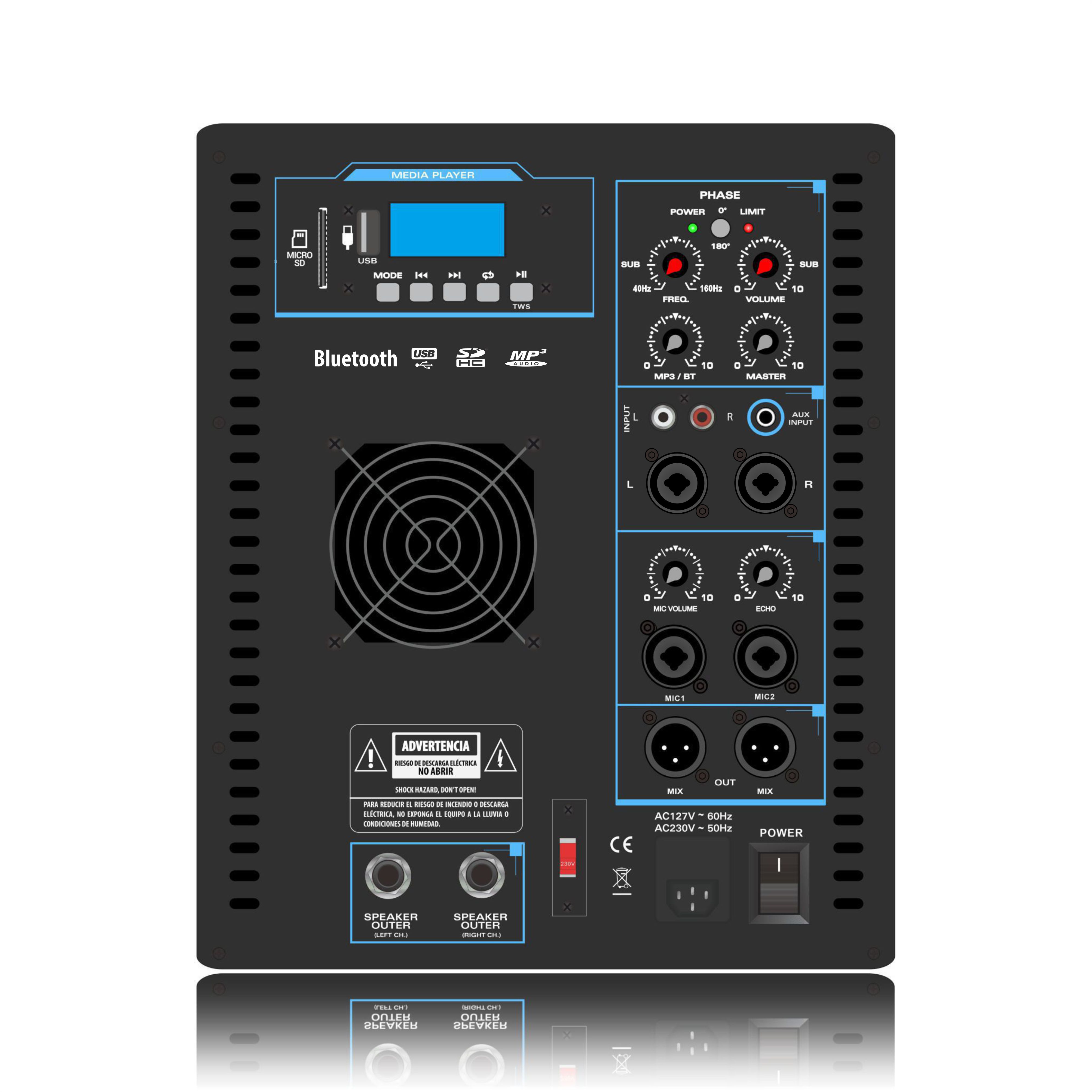 SUB12 Line Array reproduktorový systém Výkonový zosilňovač 2.1