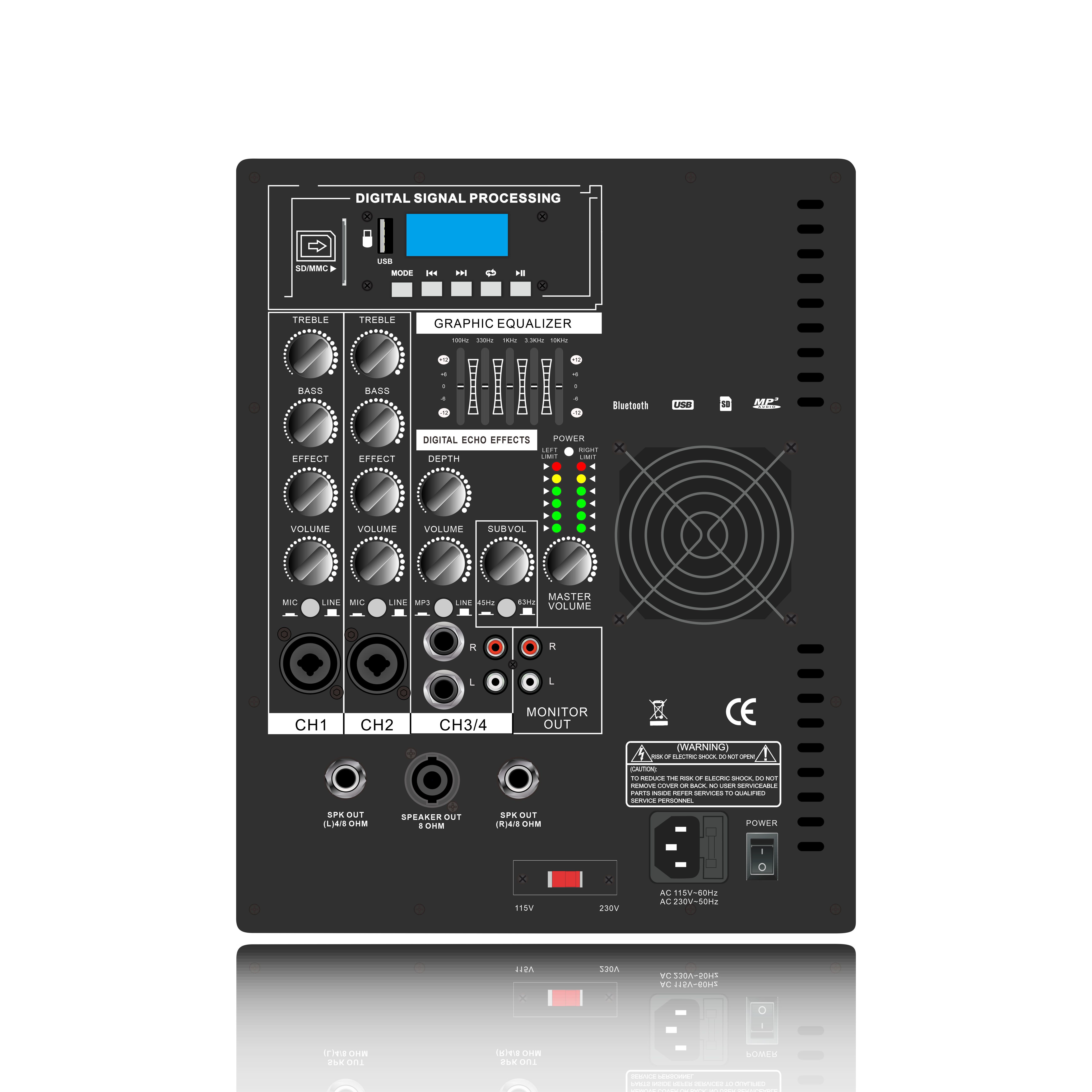 EON206SUB Line Array reproduktorový systém Výkonový zosilňovač 2.1-2.2