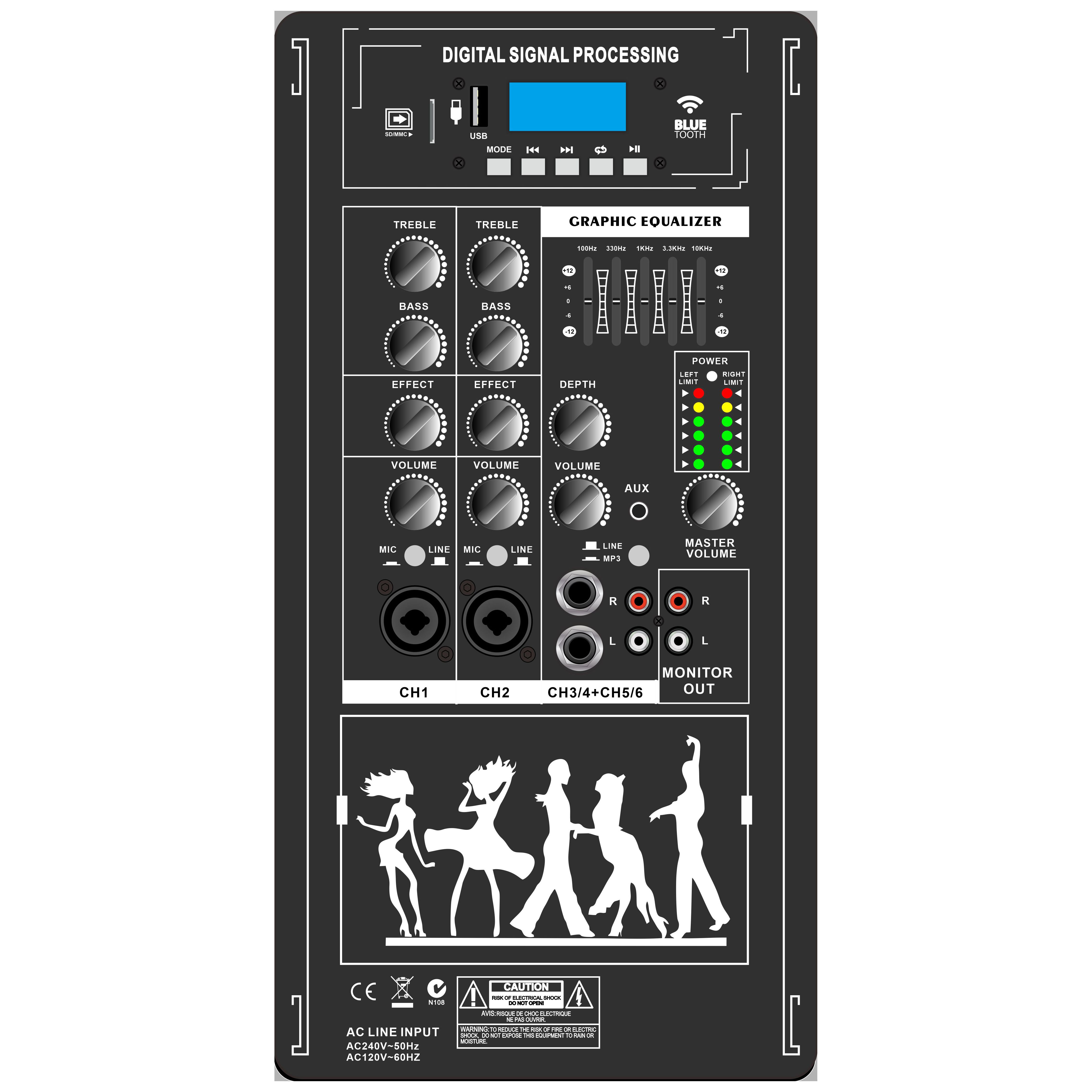 Prenosný stereo systém napájaný zosilňovač EON206