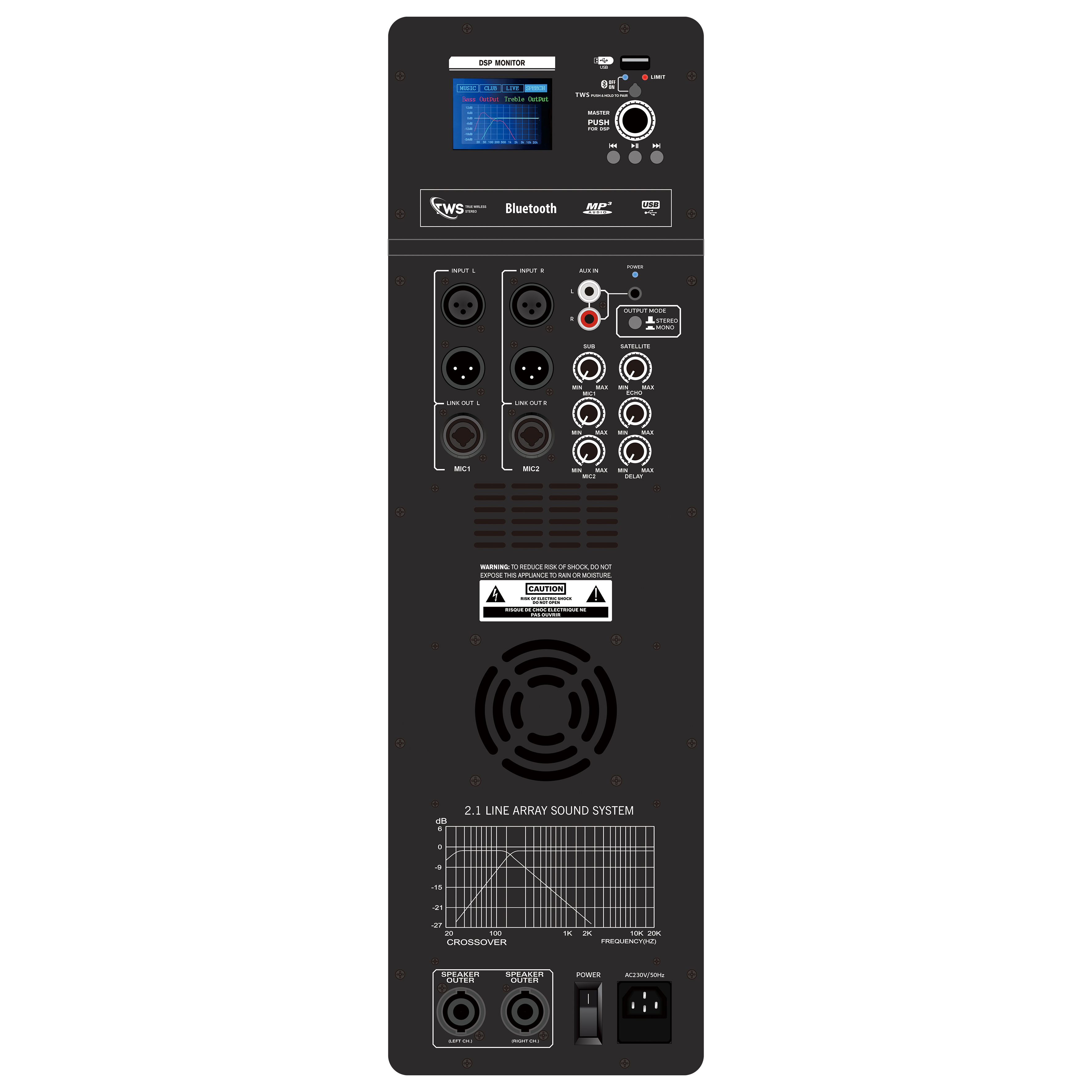 DSP1908-2.1 Pro Active Line Array výkonový zosilňovač