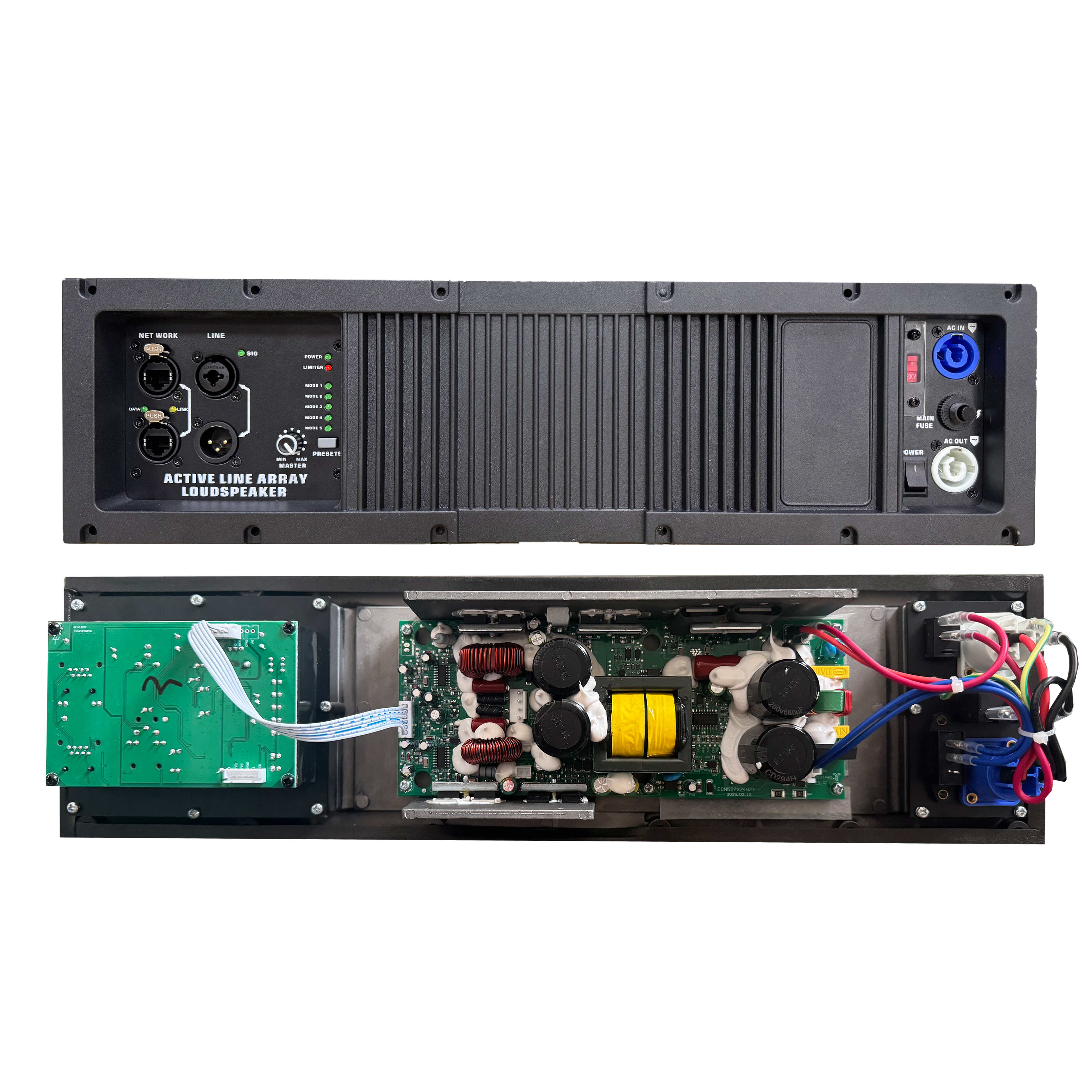 Aktívny systémový zosilňovač Line Array HG485-212 s konektormi RJ45